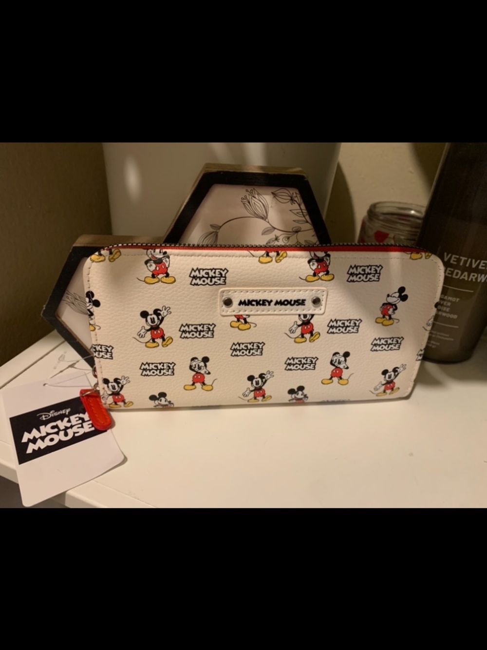 Disney Mickey Mouse Printed Wallet - White with Red & Yellow Details